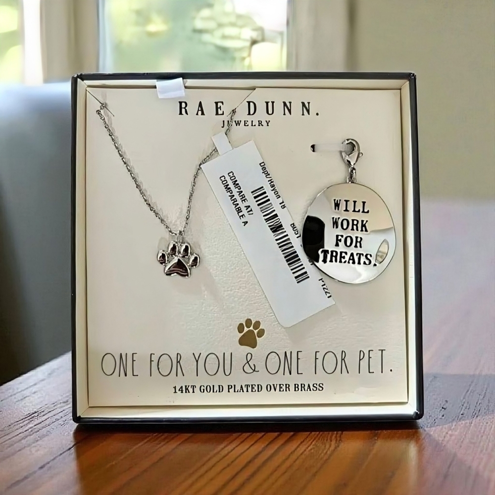 NEW Rae Dunn Necklace with Paw Charm and Pendant
